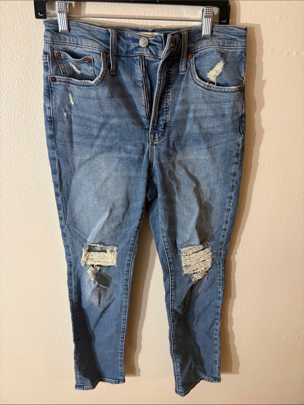 Madewell Ripped Light Wash Skinny Jeans